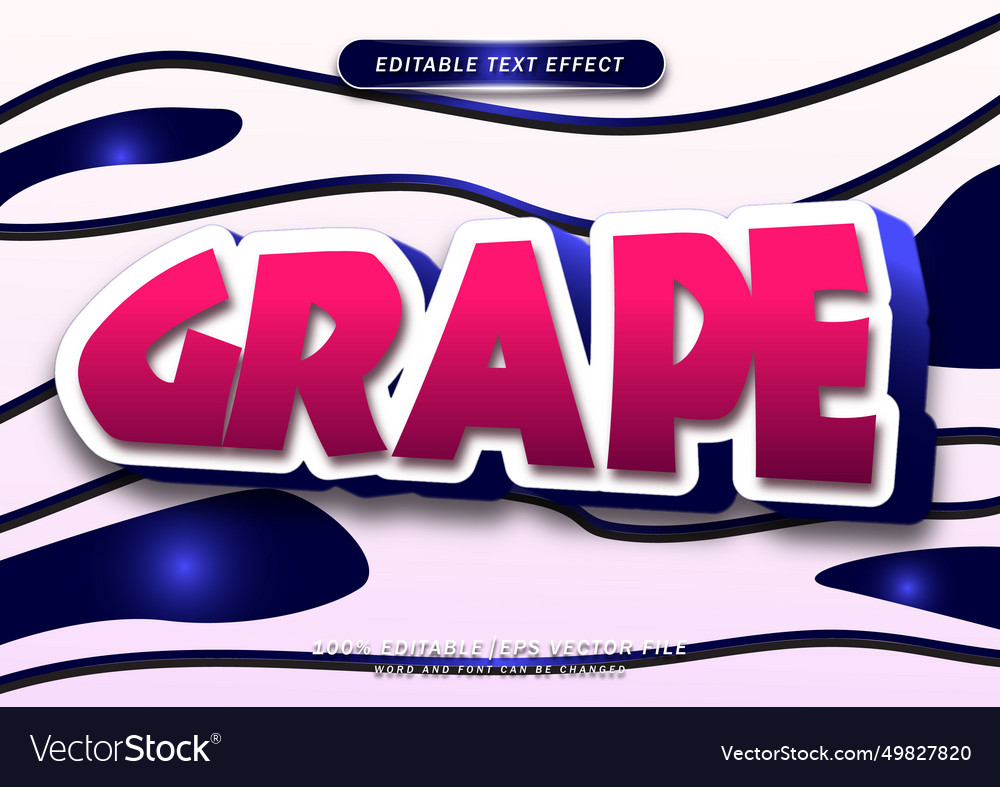 Grape text editable effect vector image Grape text editable effect