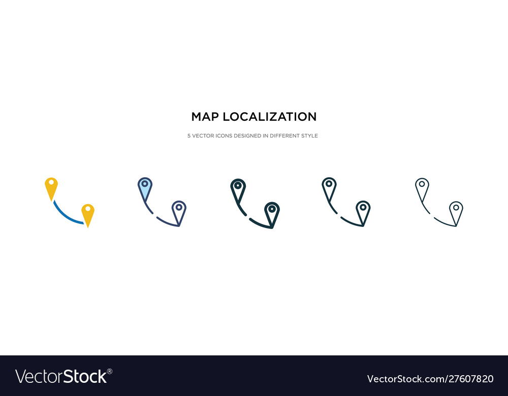 Map localization icon in different style two vector image Map localization icon in different style two