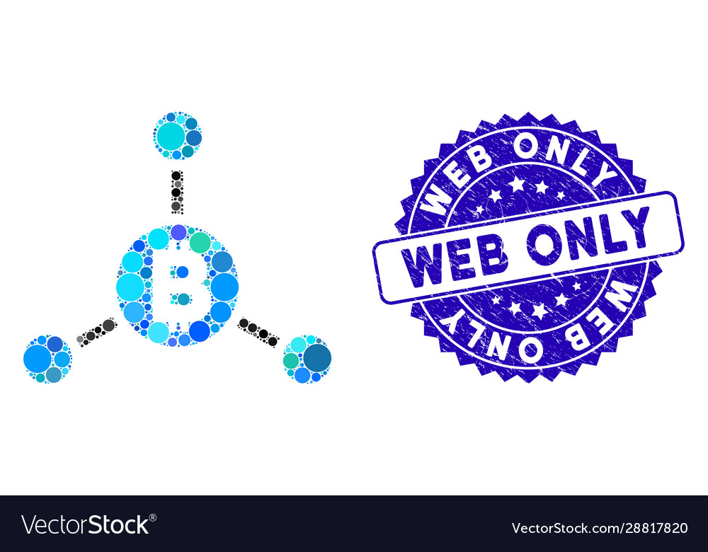 Mosaic bitcoin links icon with distress web only vector image Mosaic bitcoin links icon with distress web only