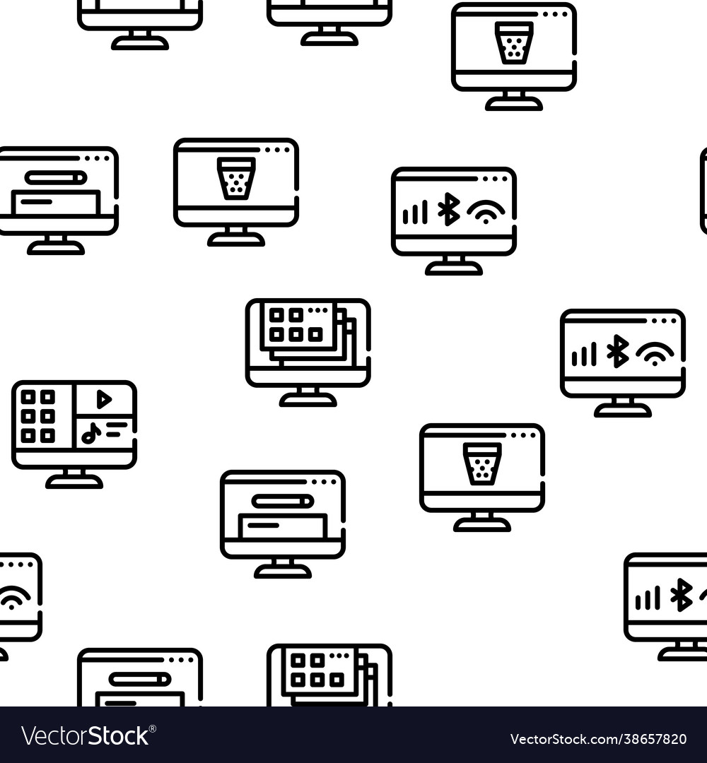 Operating system pc seamless pattern vector image Operating system pc seamless pattern