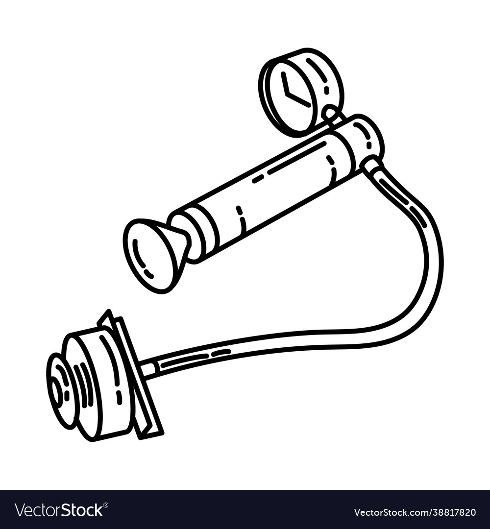 Radiator pressure tester icon doodle hand drawn vector image Radiator pressure tester icon doodle hand drawn