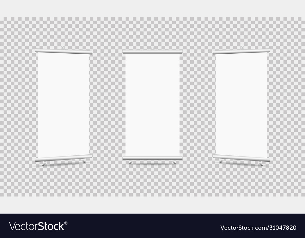 Roll up 3d ad banners on transparent background