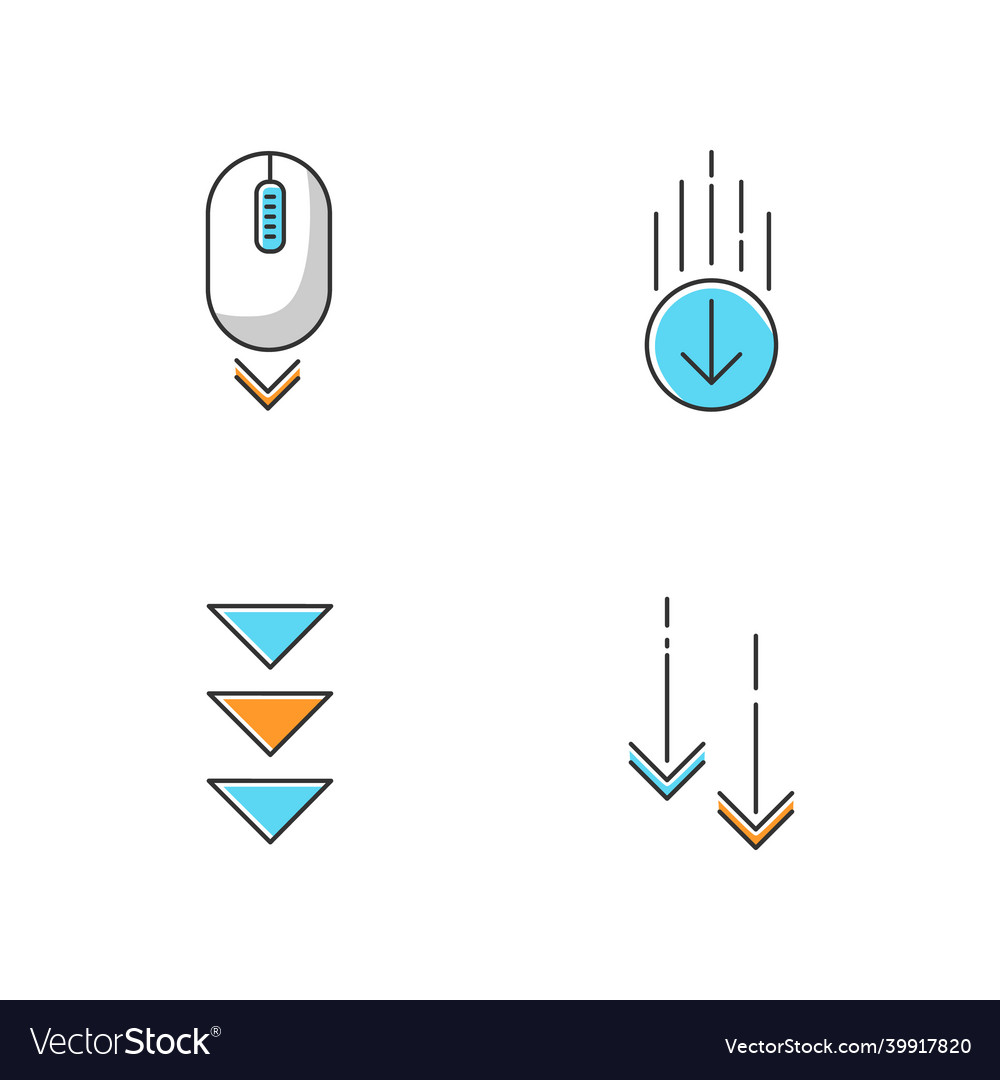 Scrolling down rgb color icons set computer mouse vector image Scrolling down rgb color icons set computer mouse