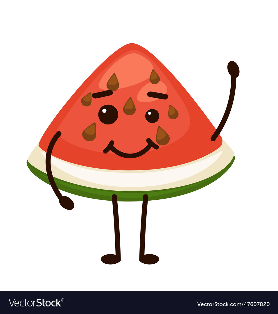 Slice of watermelon cartoon character with smile Vector Image