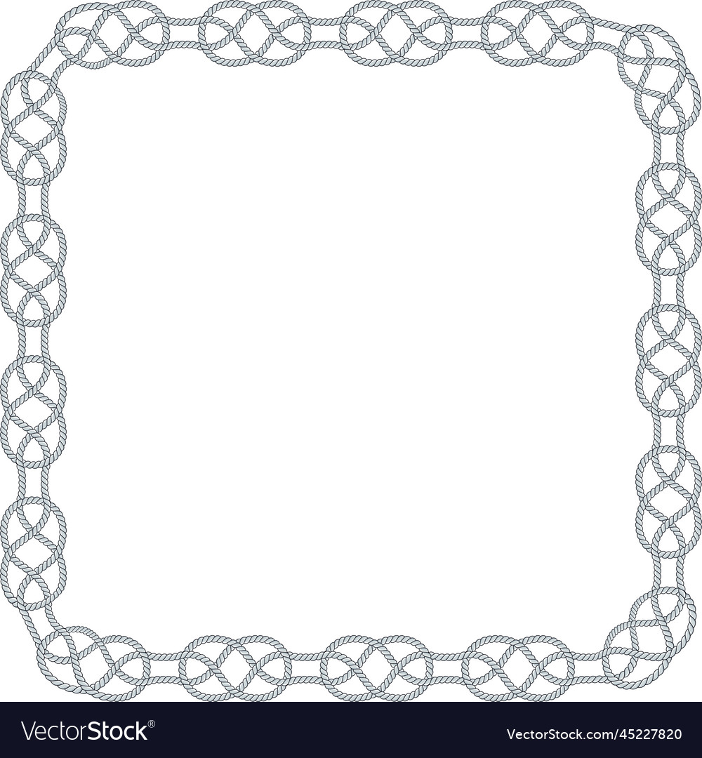 Square rope frame isolated on white background Vector Image Square rope frame isolated on white background