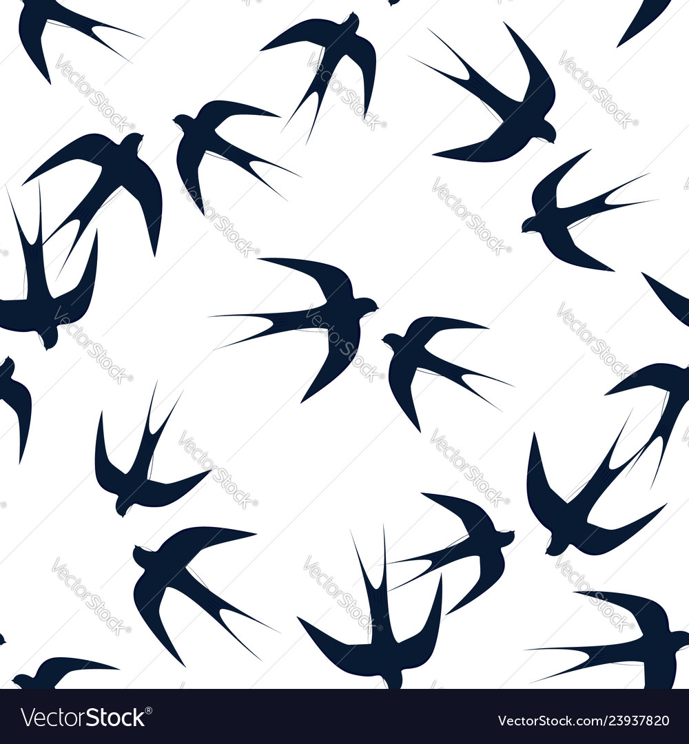 Swallows in Flight Seamless Pattern