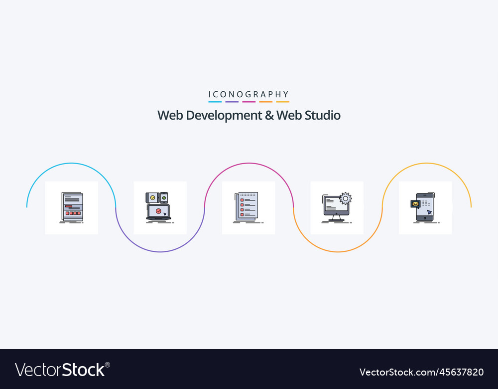 Web development and studio line filled flat 5