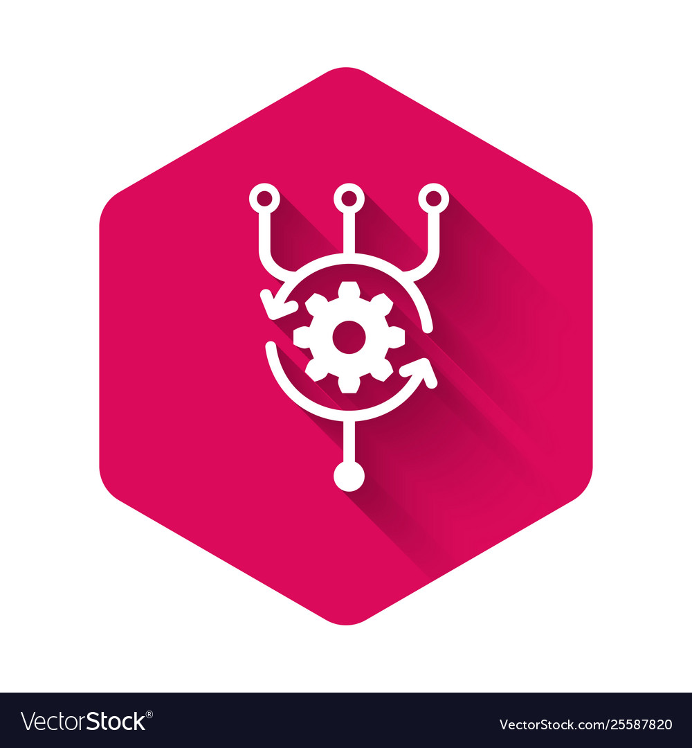 White algorithm icon isolated with long shadow vector image White algorithm icon isolated with long shadow