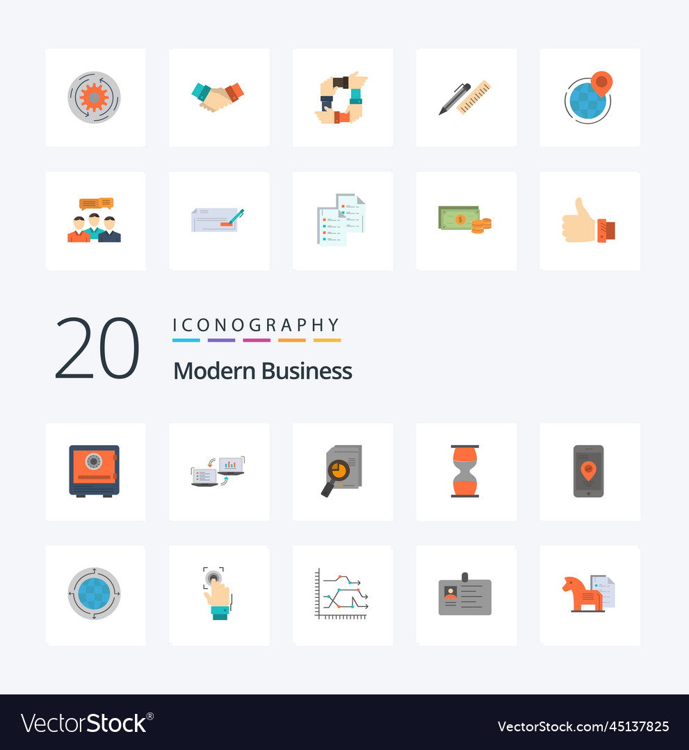 20 modern business flat color icon pack like