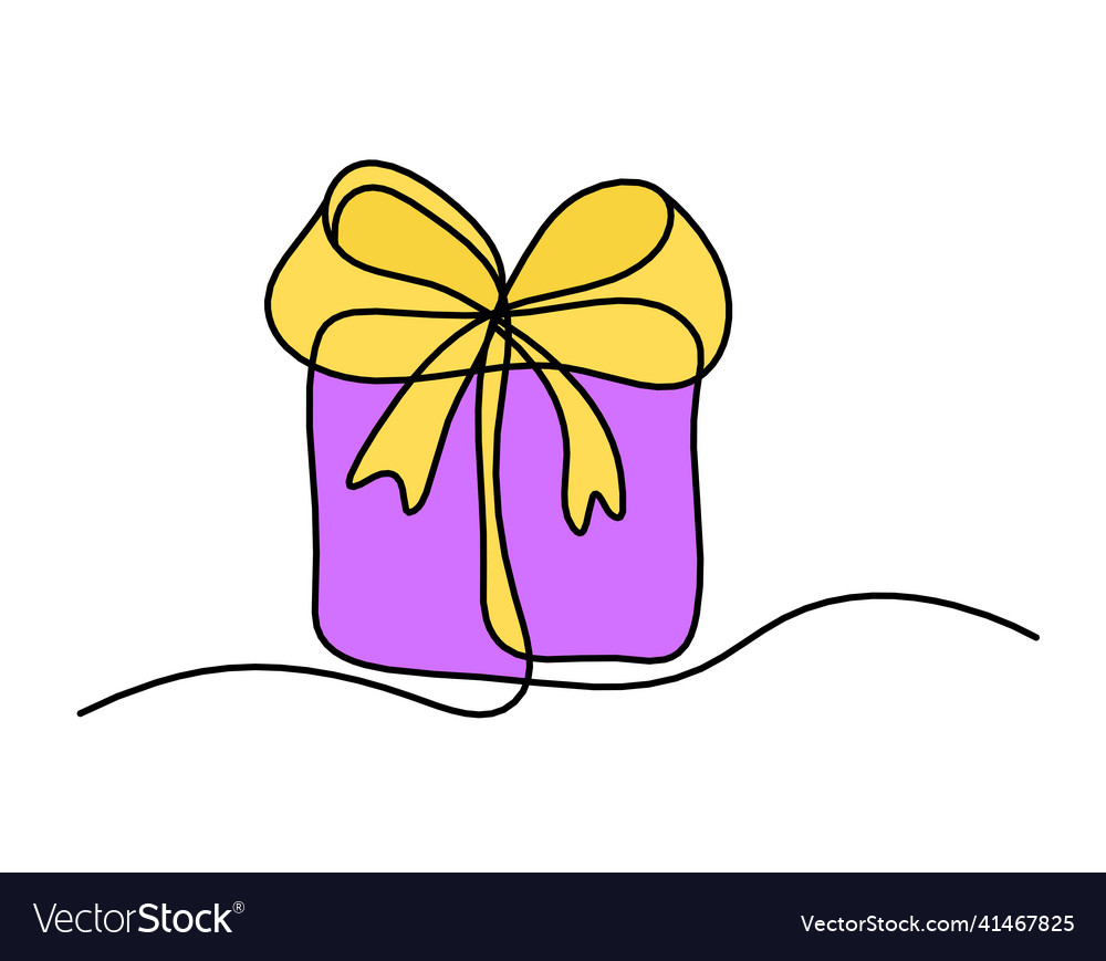 Abstract color present box as continuous line Vector Image Abstract color present box as continuous line