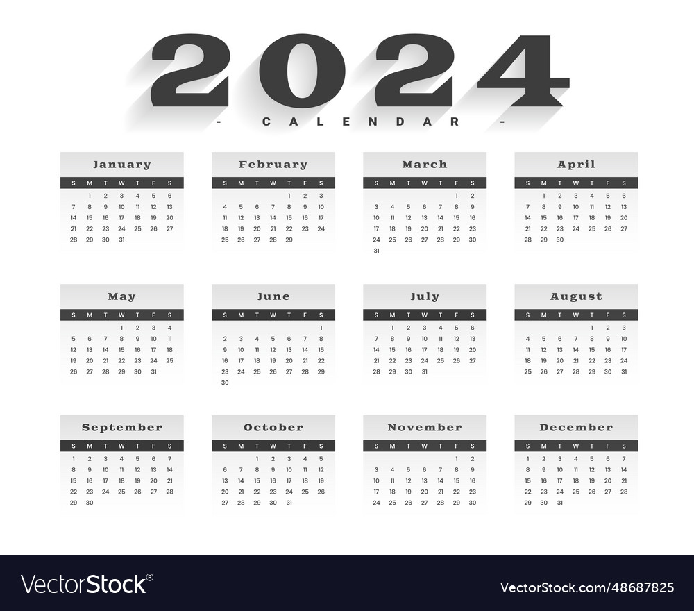 Schwarz und weiß 2024 monatlicher Planerkalender