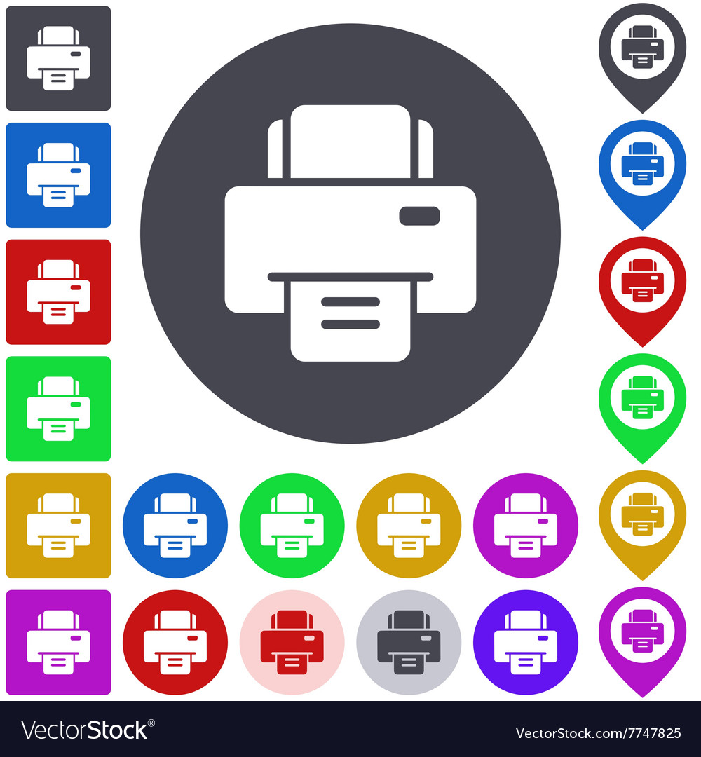 Color printer icon set