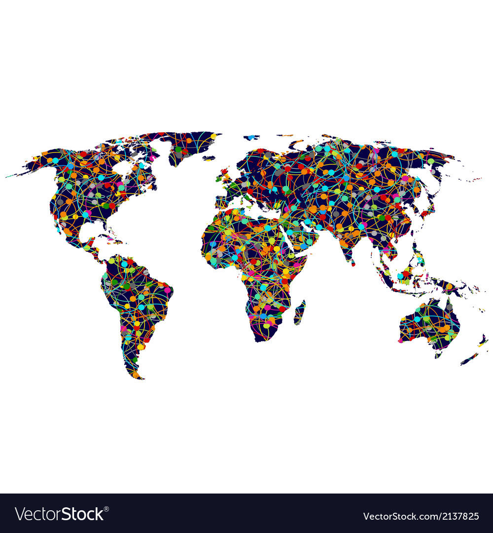 Colored network world map
