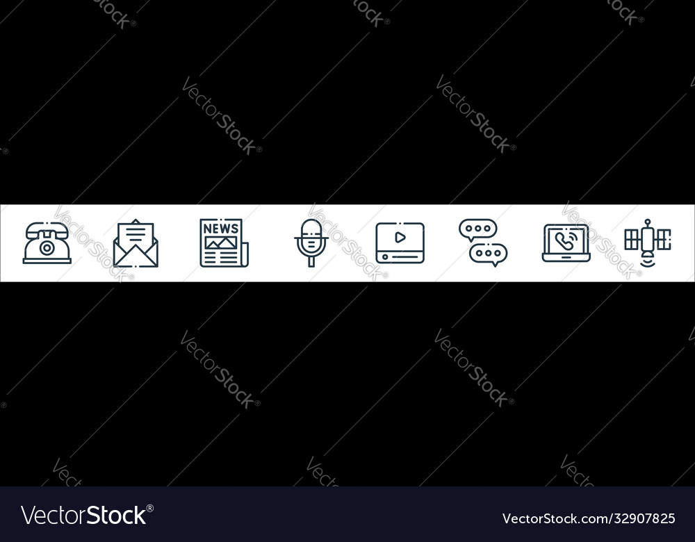 Communication line icons linear set quality vector image Communication line icons linear set quality