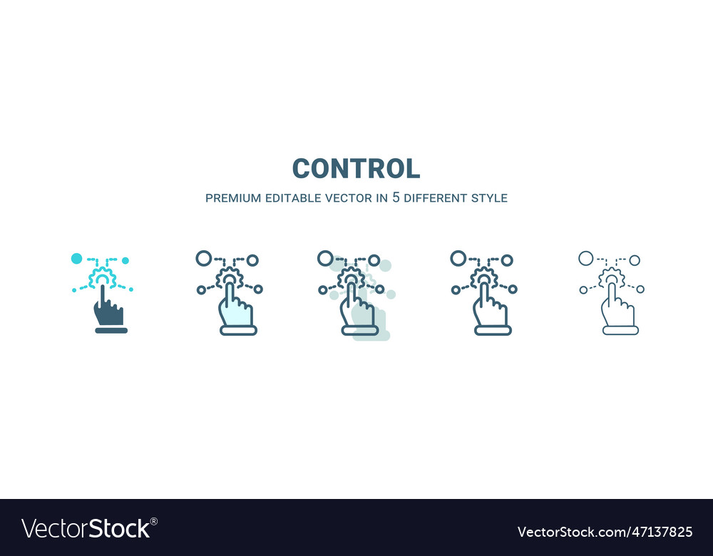 Control icon in 5 different style outline filled