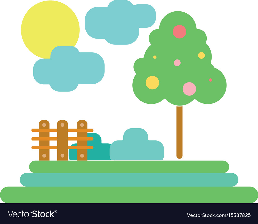 Counds raining with tree and grid wool