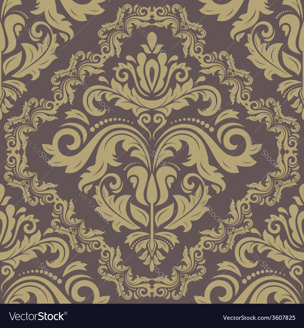 Damask seamless pattern orient golden background