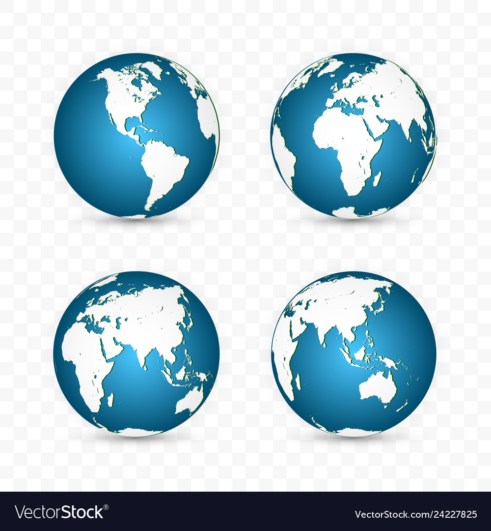 Earth globe world map set planet with continents Vector Image