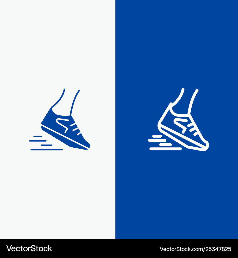 Fast leg run runner running line and glyph solid Vector Image
