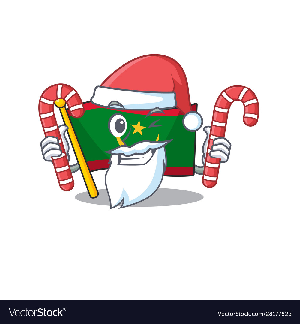 Flag mauritania cartoon character in santa