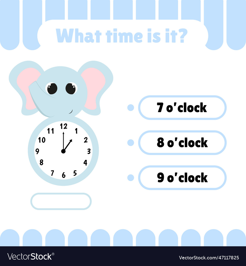 Learning time game on the clock vector image Learning time game on the clock