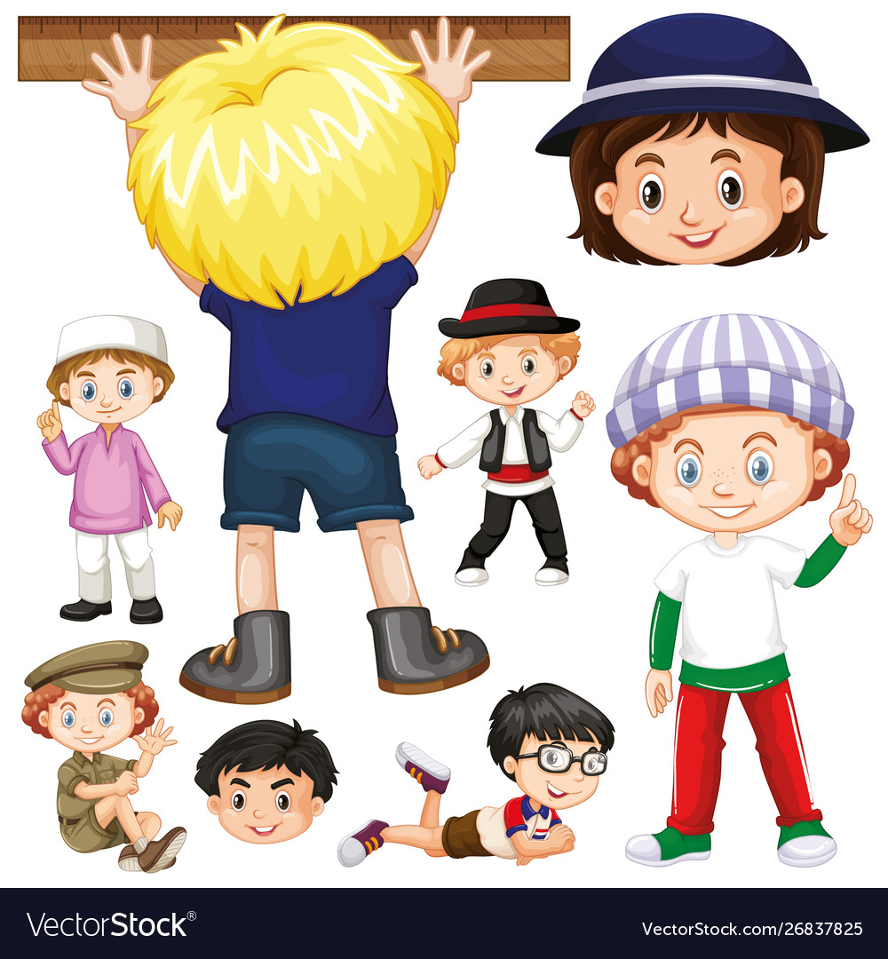 Many children with happy face in different actions