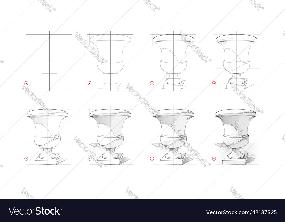 Page shows how to learn draw sketch of antique vector image Page shows how to learn draw sketch of antique