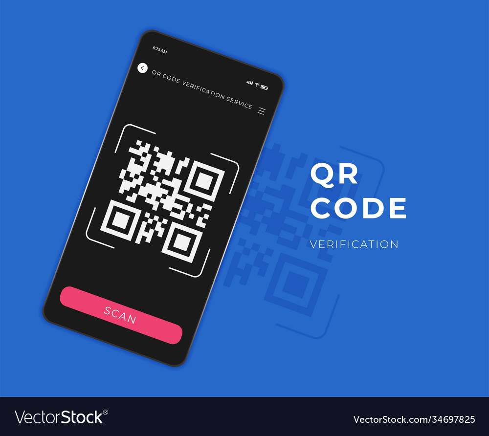 Qr code verification service web banner isometric vector image Qr code verification service web banner isometric