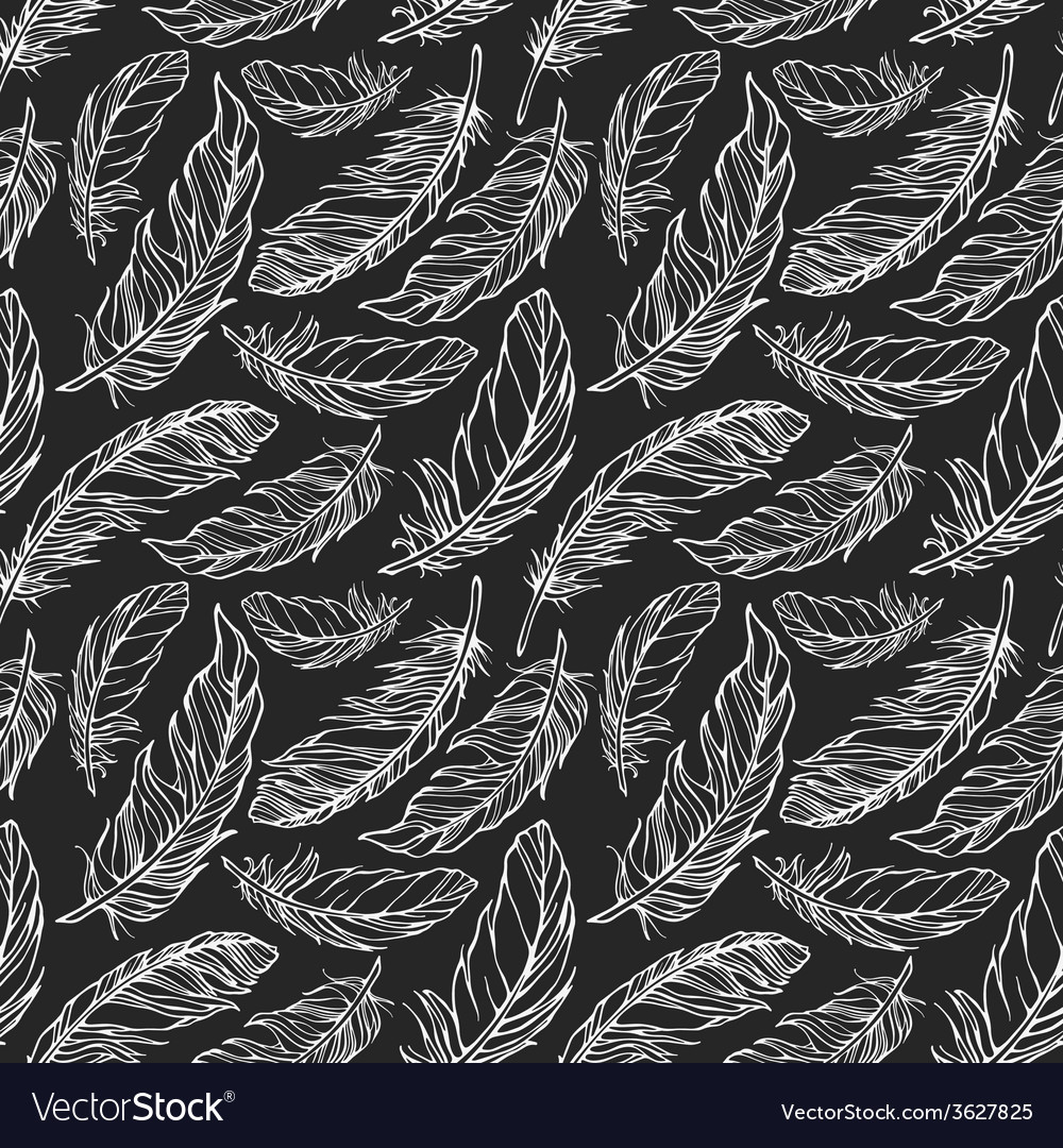 Seamless pattern with decorative feathers
