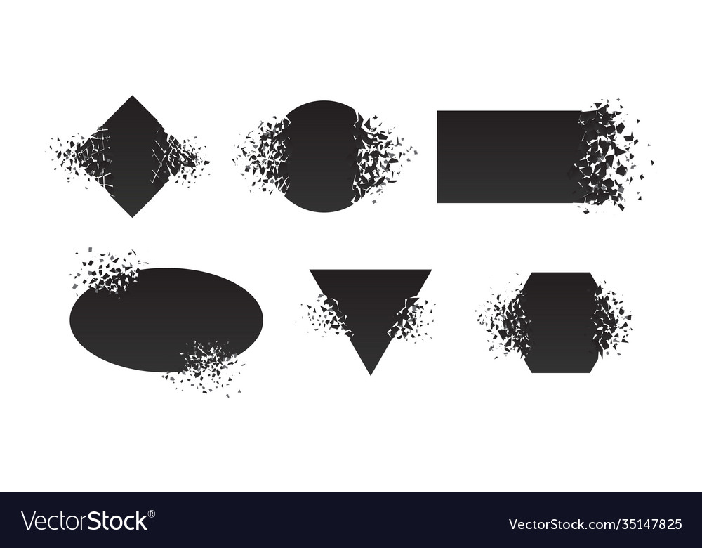 Shape shattered and explodes flat style design vector image Shape shattered and explodes flat style design