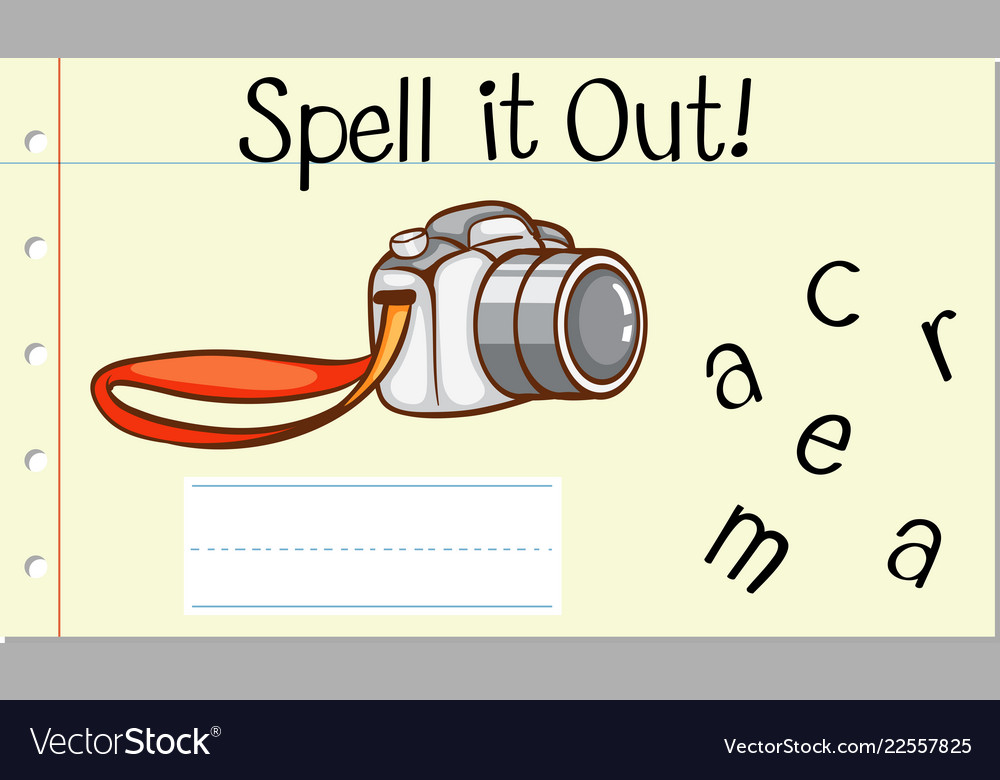 Spell english word camera Royalty Free Vector Image