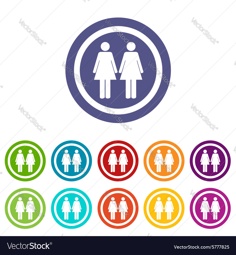 Two women signs colored set Royalty Free Vector Image