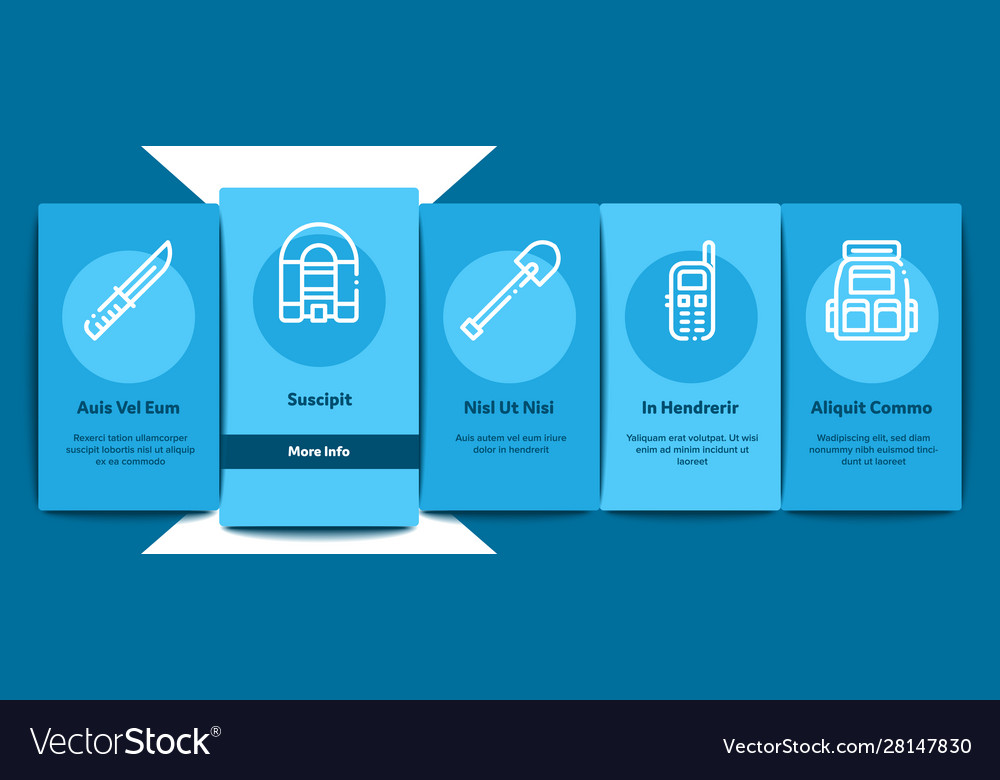 Abenteuer Onboarding-Elemente-Symbole Set