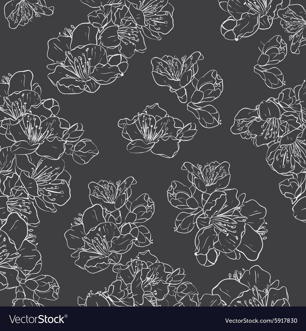 Black and white floral seamless pattern Royalty Free Vector