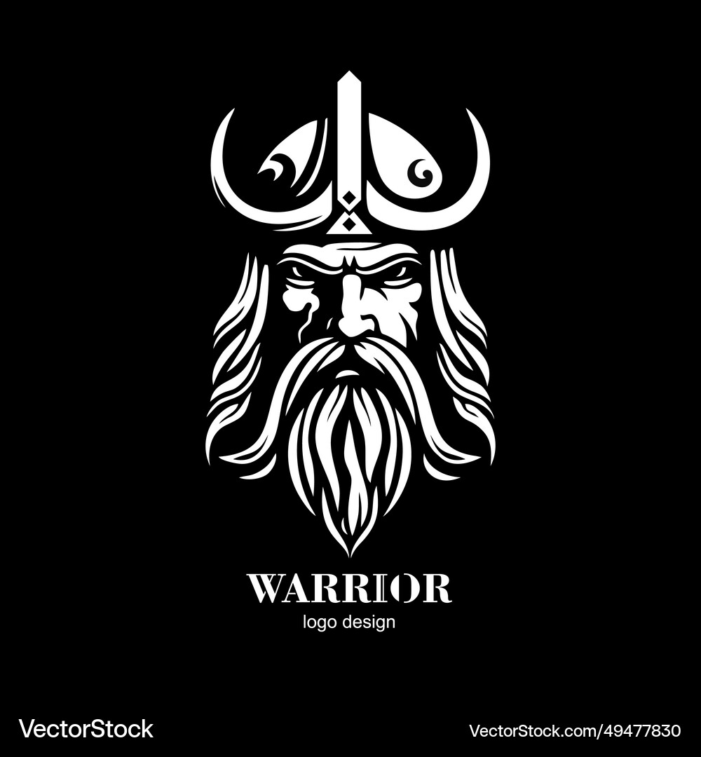 Black and white viking logo on a background Vector Image