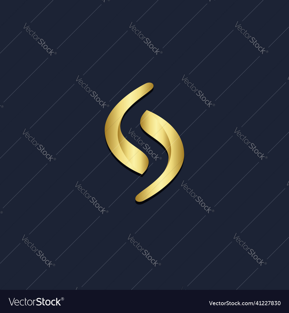 Circle abstract curve s initial gold logo Vector Image