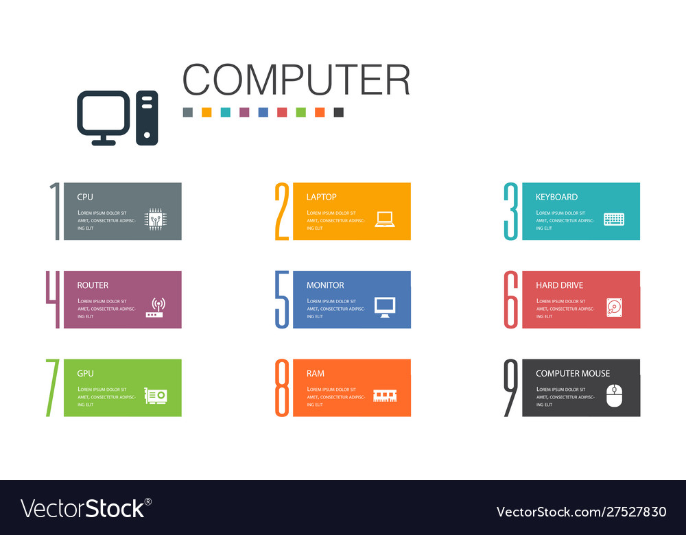 Computer infographic 10 option line conceptcpu