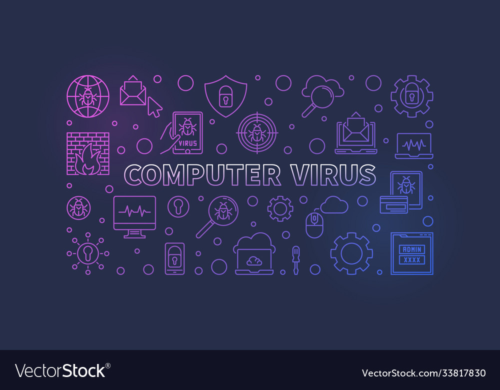 Computer Virus Konzept Linie horizontal