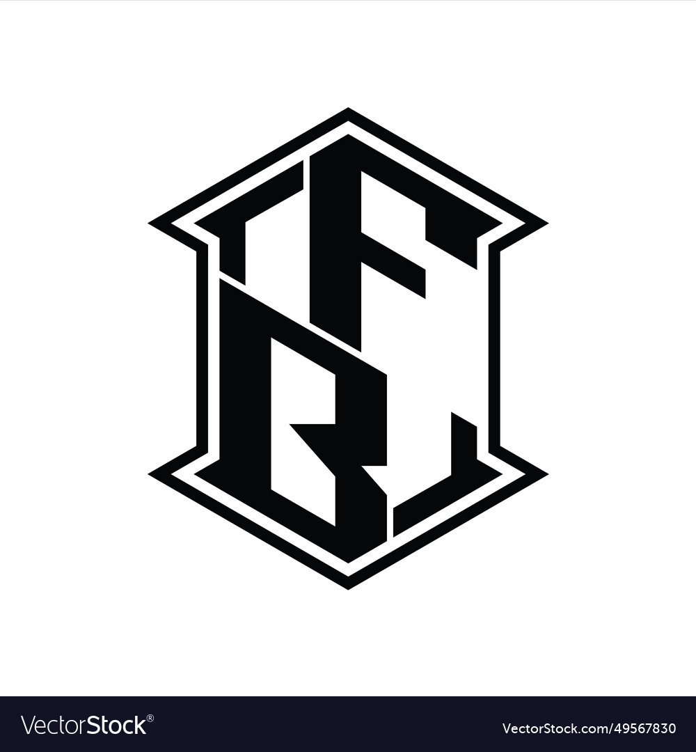 Fb logo monogram hexagon shield shape up and down