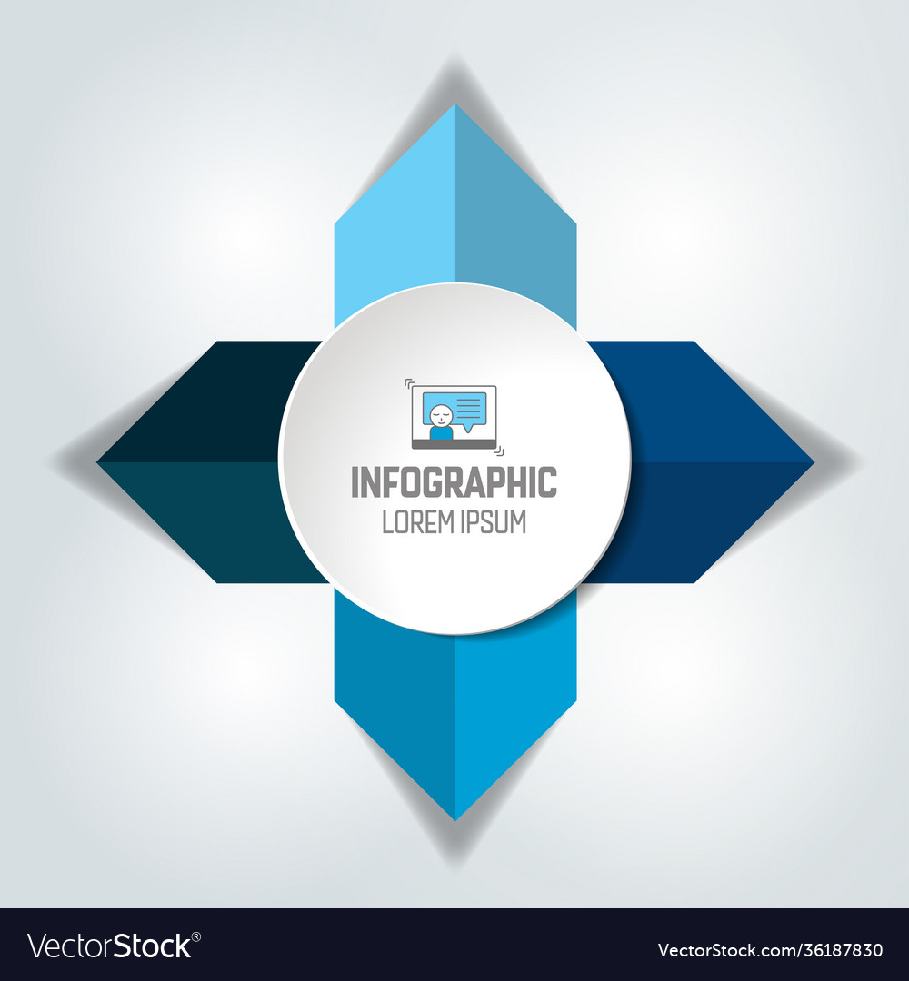 Four steps connected circle round arrows vector image Four steps connected circle round arrows