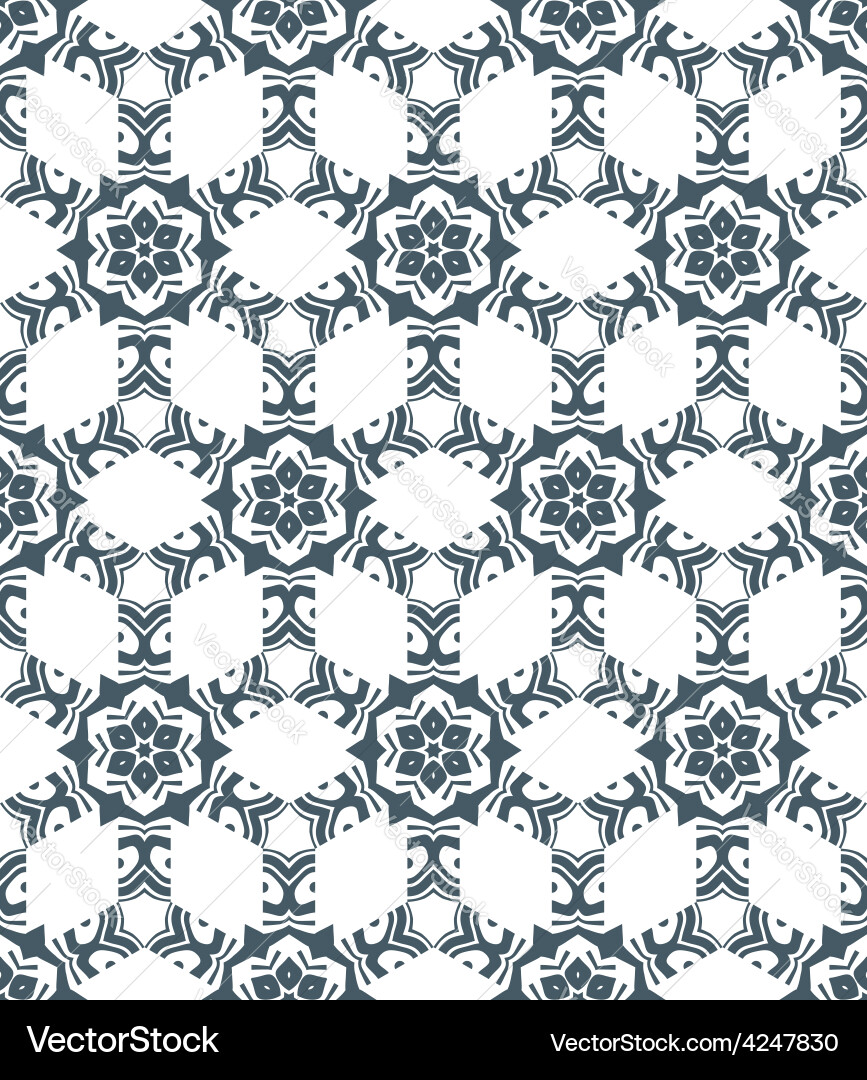 Geometric abstract flowers monochrome seamless Vector Image