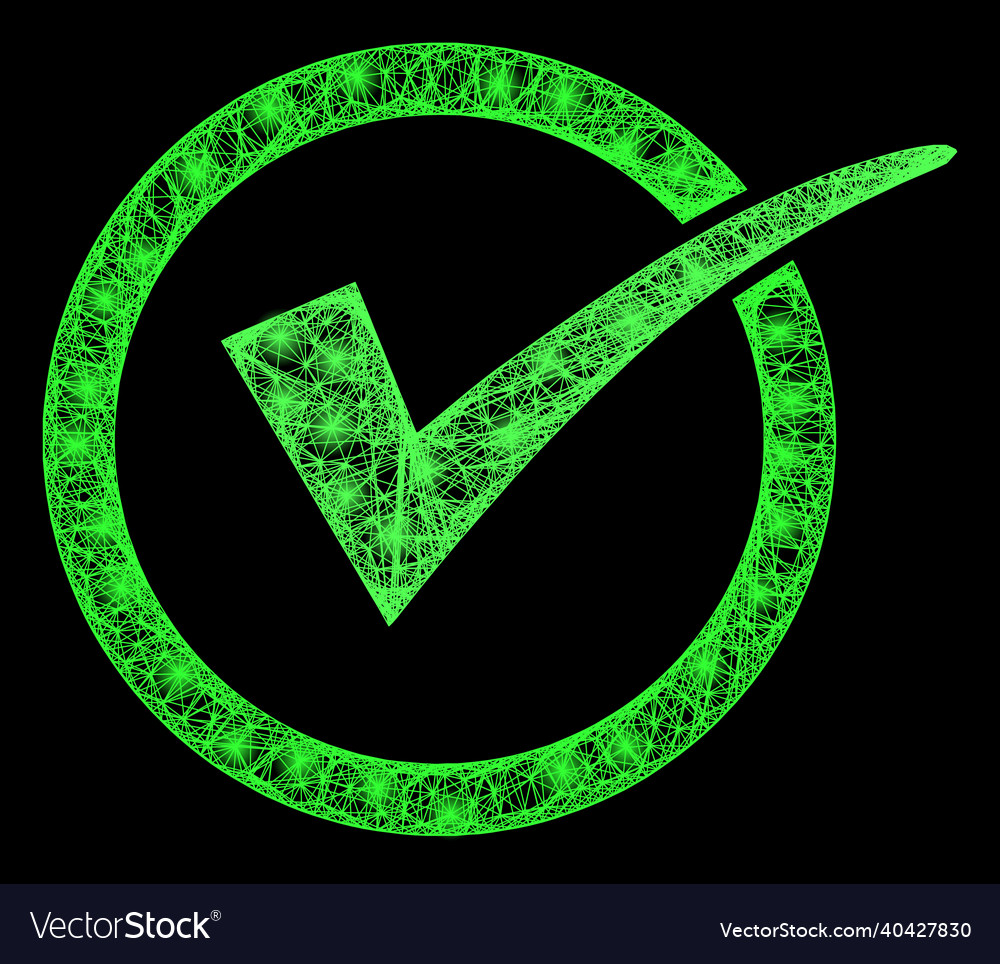 Glossy linear mesh yes tick with lightspots vector image Glossy linear mesh yes tick with lightspots
