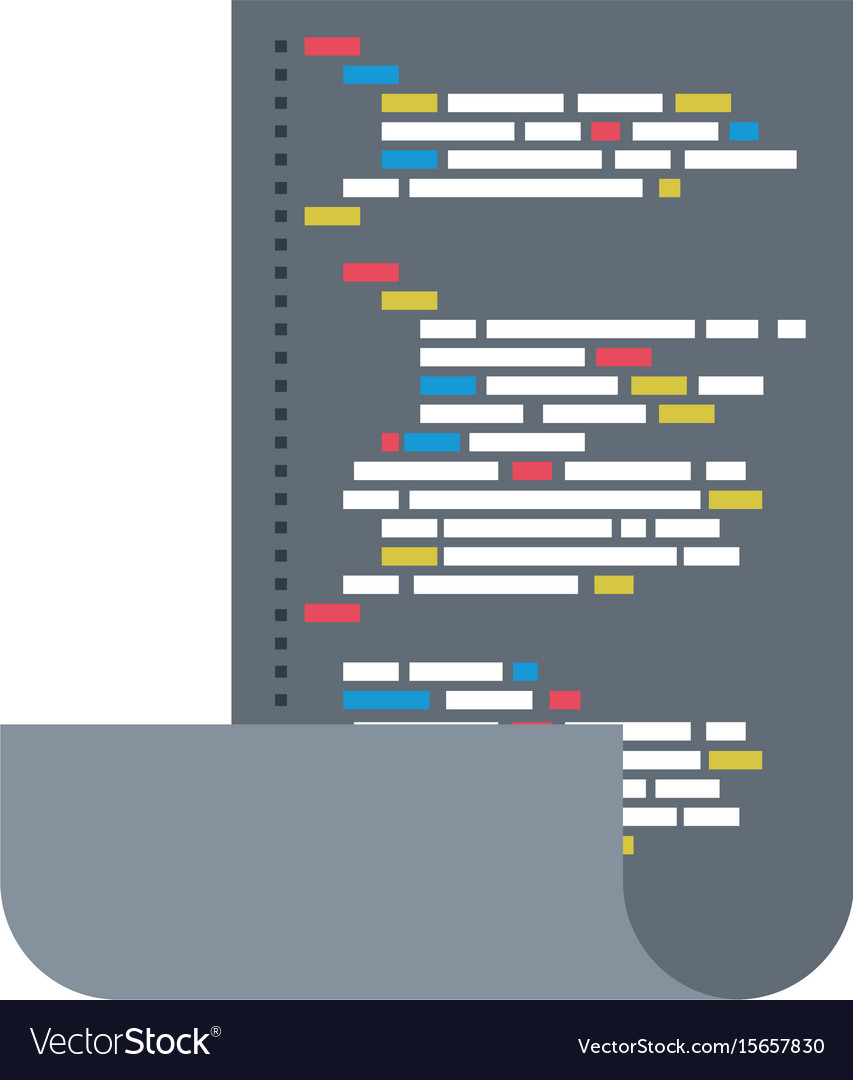 Gray silhouette of sheet with printed source code