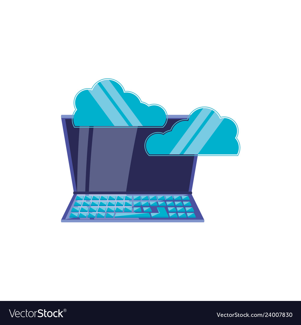 Laptop computer with clouds computing