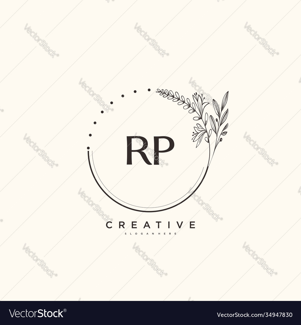 Rp Schönheit erstes Logo Kunsthandschrift vector image Rp Schönheit erstes Logo Kunsthandschrift