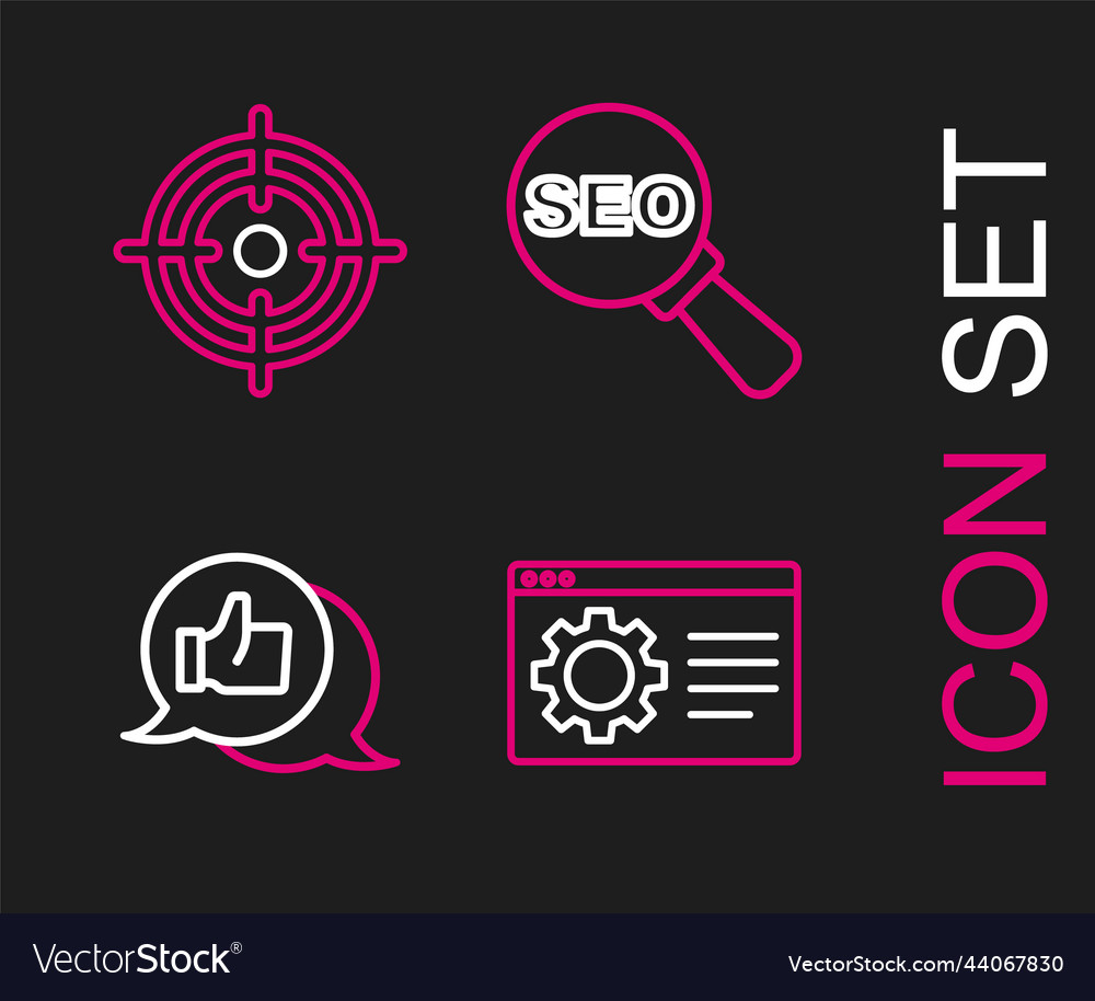 Set line browser setting customer product rating vector image Set line browser setting customer product rating
