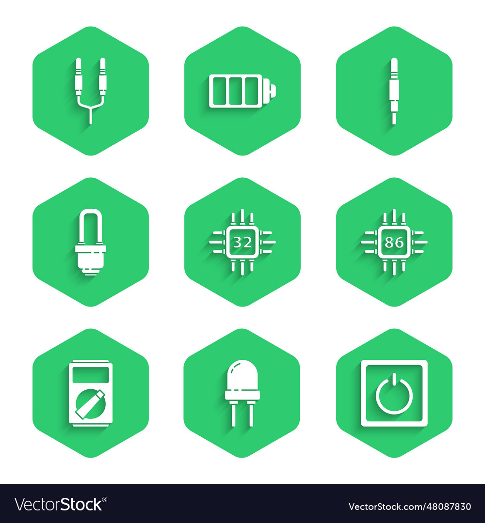 Set Prozessor mit Mikroschaltungen cpu Licht vector image Set Prozessor mit Mikroschaltungen cpu Licht
