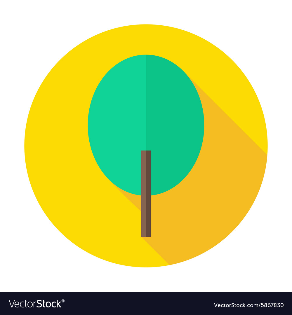 Simple Tree Circle Icon with Shadow