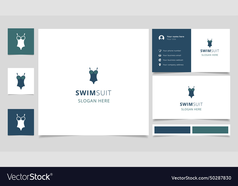 Swimsuit logo design with editable slogan