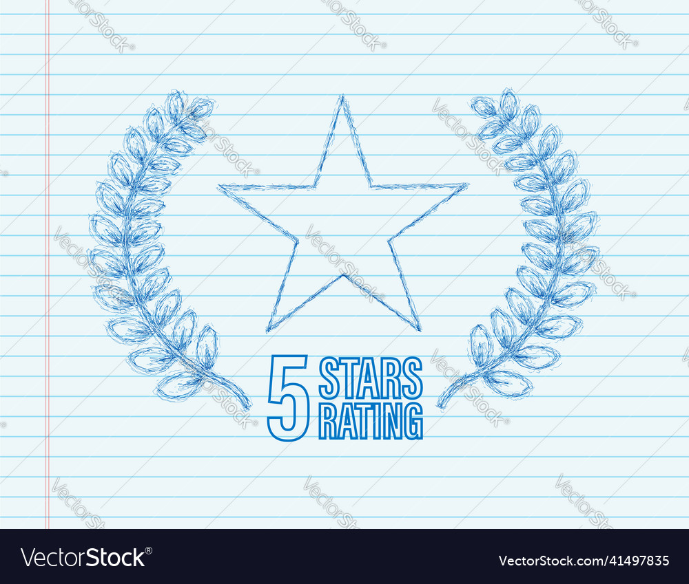5 star rating sketch icon badge with icons